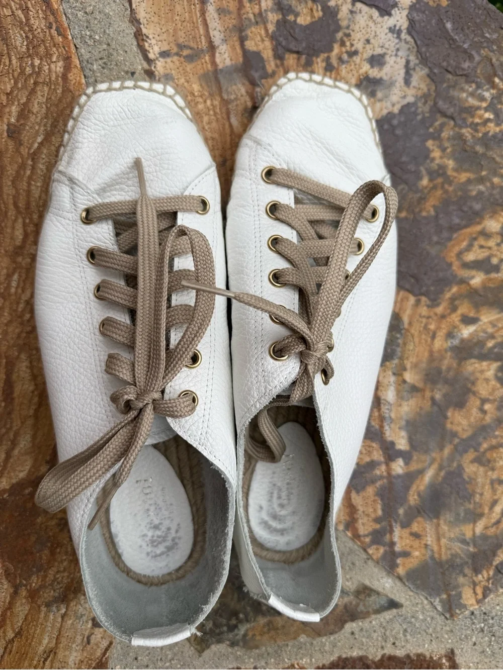 Maypol White Leather Lace-Up Espadrille Sneakers size 9